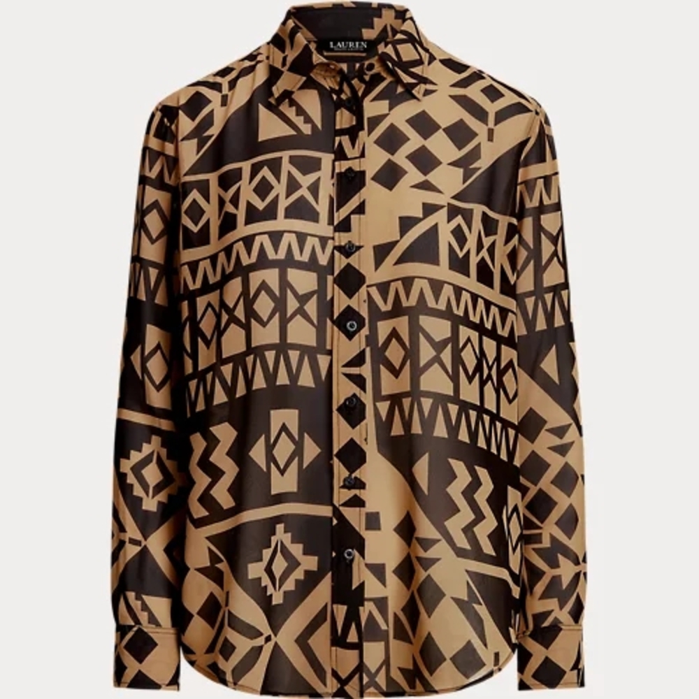 Lauren / Ralph Lauren Geo-Print Georgette Blouse